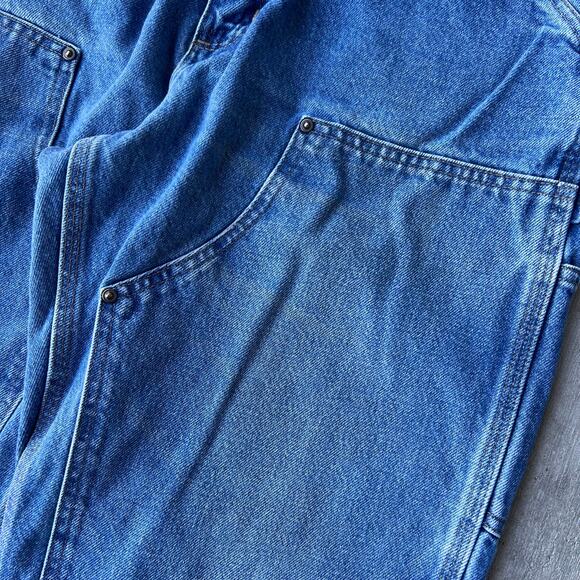 Vintage Y2K Carhartt blue denim jeans double knee work wear carpenter pants - Picture 3 of 8